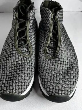 Jordan Woven Black and Olive Green High-Top Sneakers